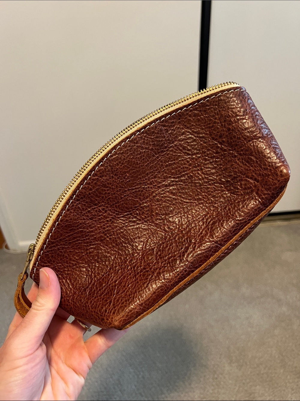 Portland Leather Brown Leather Dopp Kit Toiletry Bag